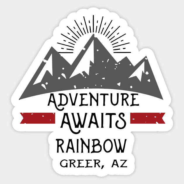 Greer Arizona Grand Canyon Adventure Awaits Rainbow Sticker by darkARTprint